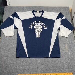 Teamwork Knuckleheads Hockey Jersey Mens 2XL Navy White‎ #24 Athletic Apparel